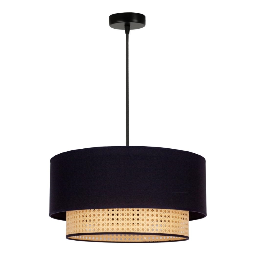 Duolla - Ljuskrona med textilsladd BOHO 1xE27/15W/230V diameter 45 cm svart/rotting