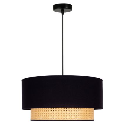 Duolla - Ljuskrona med textilsladd BOHO 1xE27/15W/230V diameter 45 cm svart/rotting