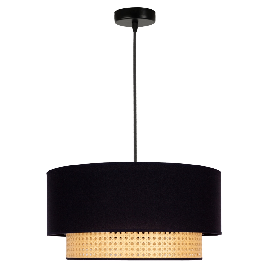 Duolla - Ljuskrona med textilsladd BOHO 1xE27/15W/230V diameter 45 cm svart/rotting
