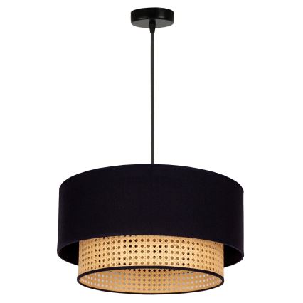 Duolla - Ljuskrona med textilsladd BOHO 1xE27/15W/230V diameter 45 cm svart/rotting