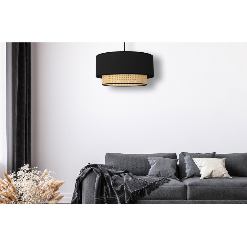 Duolla - Ljuskrona med textilsladd BOHO 1xE27/15W/230V diameter 45 cm svart/rotting