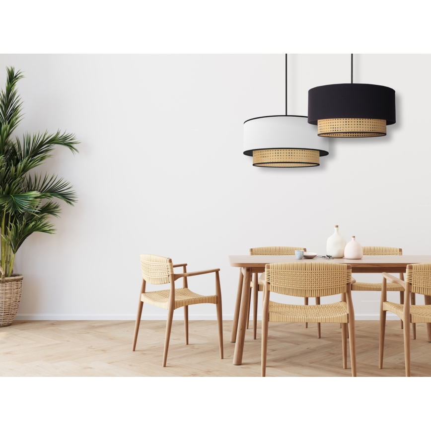 Duolla - Ljuskrona med textilsladd BOHO 1xE27/15W/230V diameter 45 cm svart/rotting