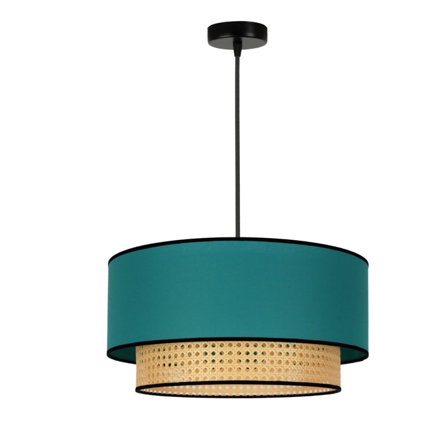 Duolla - Ljuskrona med textilsladd BOHO 1xE27/15W/230V diameter 45 cm turkos/rotting