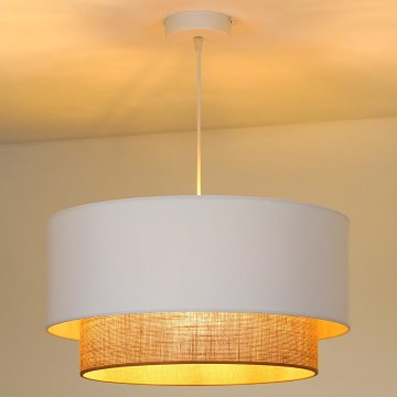 Duolla - Ljuskrona med textilsladd BOHO 1xE27/15W/230V diameter 45 cm vit/brun