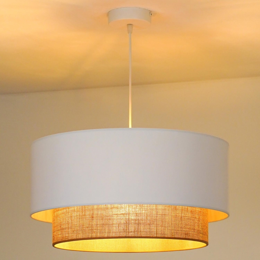 Duolla - Ljuskrona med textilsladd BOHO 1xE27/15W/230V diameter 45 cm vit/brun