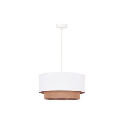 Duolla - Ljuskrona med textilsladd BOHO 1xE27/15W/230V diameter 45 cm vit/brun