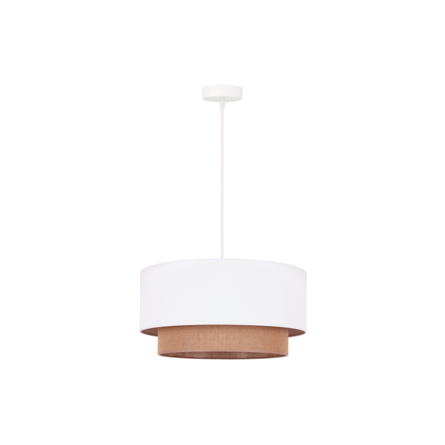 Duolla - Ljuskrona med textilsladd BOHO 1xE27/15W/230V diameter 45 cm vit/brun