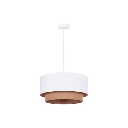 Duolla - Ljuskrona med textilsladd BOHO 1xE27/15W/230V diameter 45 cm vit/brun