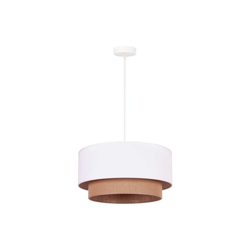 Duolla - Ljuskrona med textilsladd BOHO 1xE27/15W/230V diameter 45 cm vit/brun