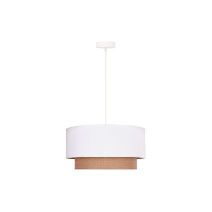 Duolla - Ljuskrona med textilsladd BOHO 1xE27/15W/230V diameter 45 cm vit/brun