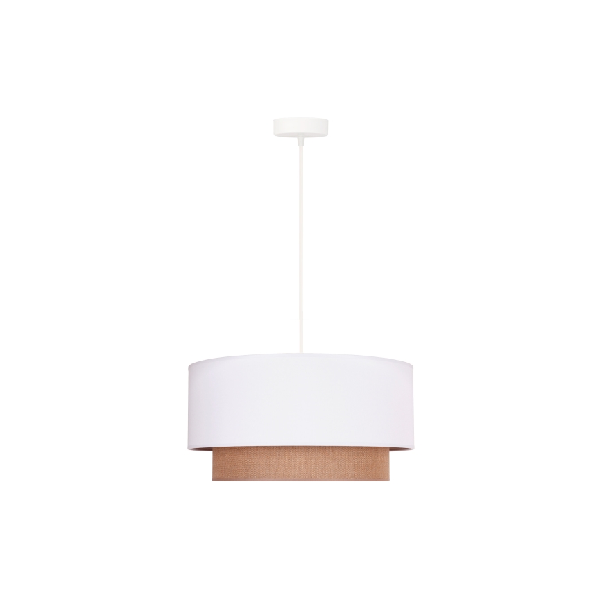 Duolla - Ljuskrona med textilsladd BOHO 1xE27/15W/230V diameter 45 cm vit/brun