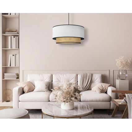 Duolla - Ljuskrona med textilsladd BOHO 1xE27/15W/230V diameter 45 cm vit/rotting