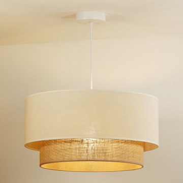 Duolla - Ljuskrona med textilsladd BOHO 1xE27/15W/230V diameter 60 cm beige/brun
