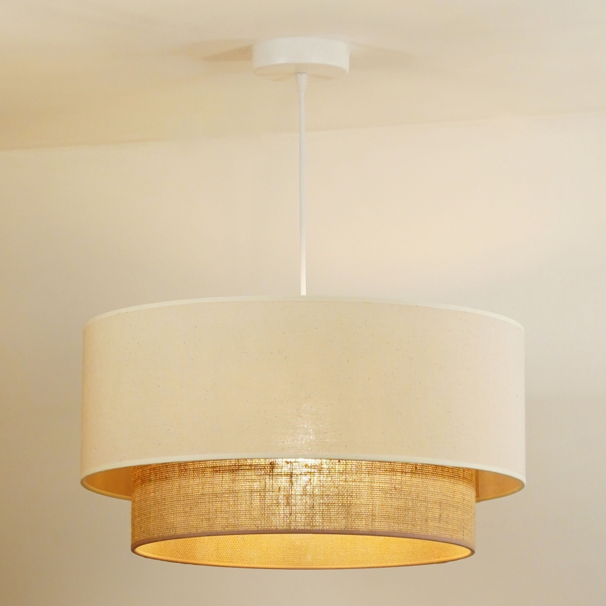 Duolla - Ljuskrona med textilsladd BOHO 1xE27/15W/230V diameter 60 cm beige/brun