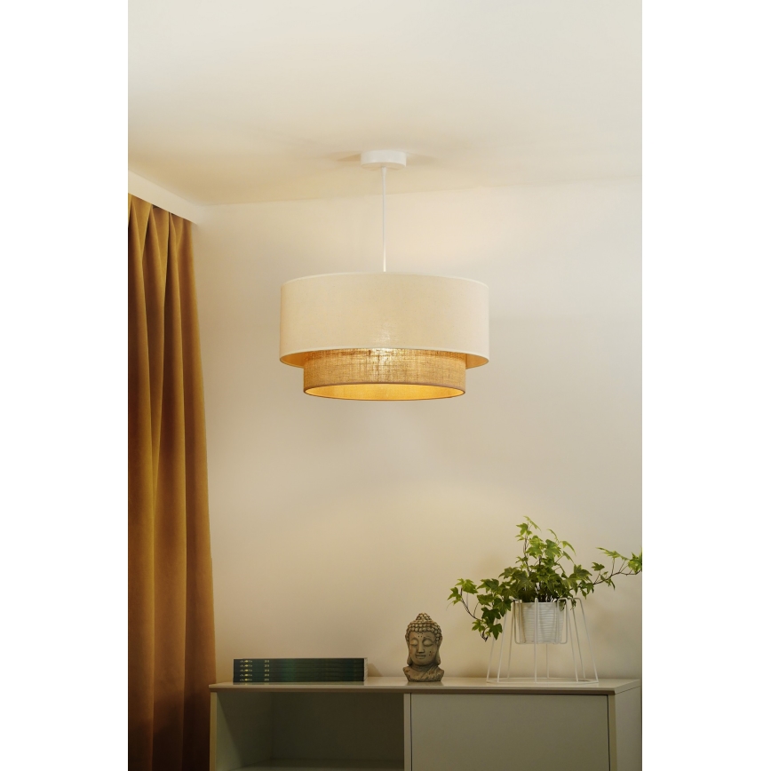 Duolla - Ljuskrona med textilsladd BOHO 1xE27/15W/230V diameter 60 cm beige/brun