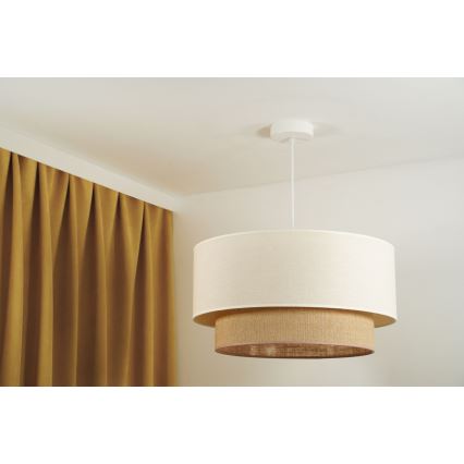 Duolla - Ljuskrona med textilsladd BOHO 1xE27/15W/230V diameter 60 cm beige/brun