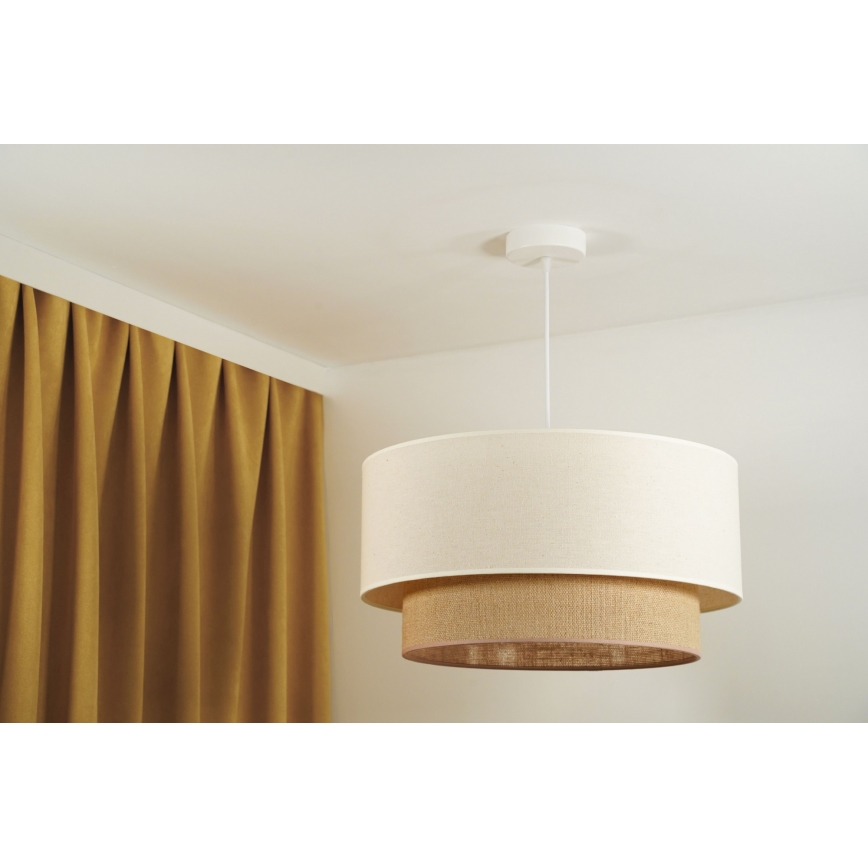 Duolla - Ljuskrona med textilsladd BOHO 1xE27/15W/230V diameter 60 cm beige/brun