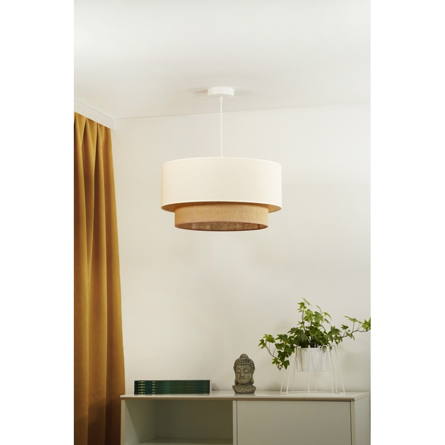 Duolla - Ljuskrona med textilsladd BOHO 1xE27/15W/230V diameter 60 cm beige/brun