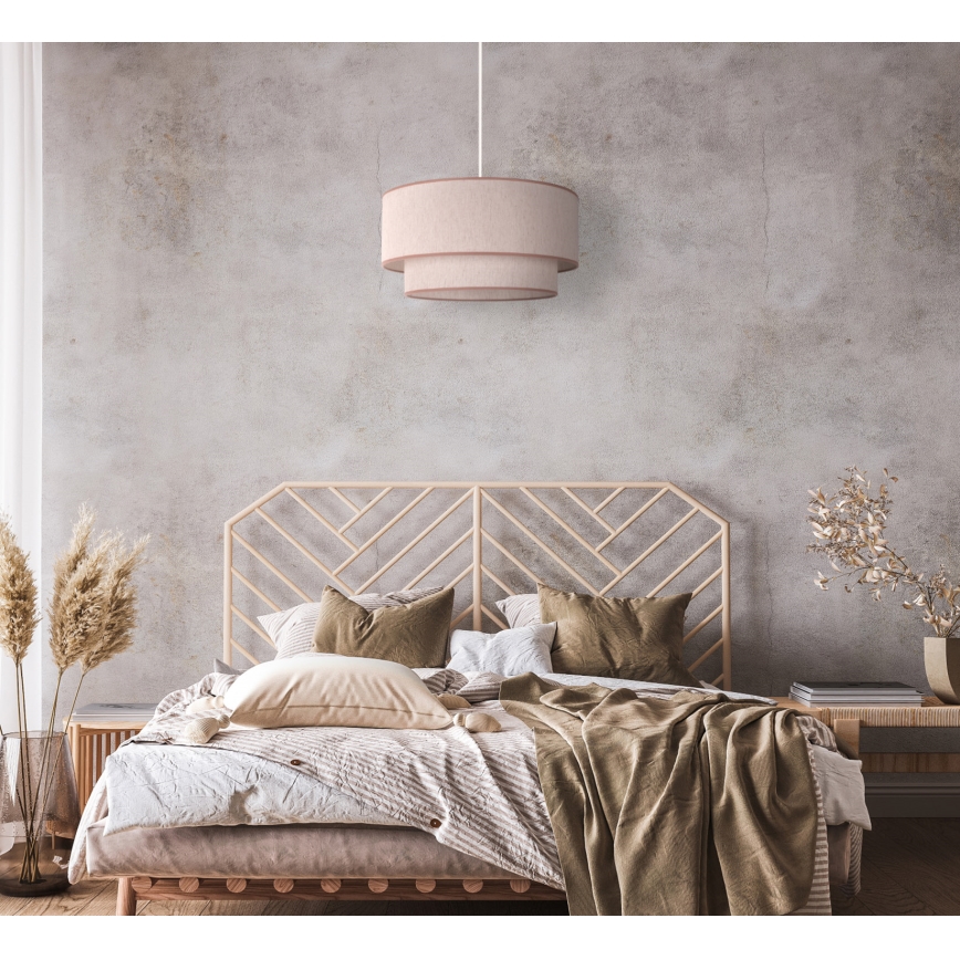 Duolla - Ljuskrona med textilsladd BOHO 1xE27/40W/230V diameter 45 cm beige