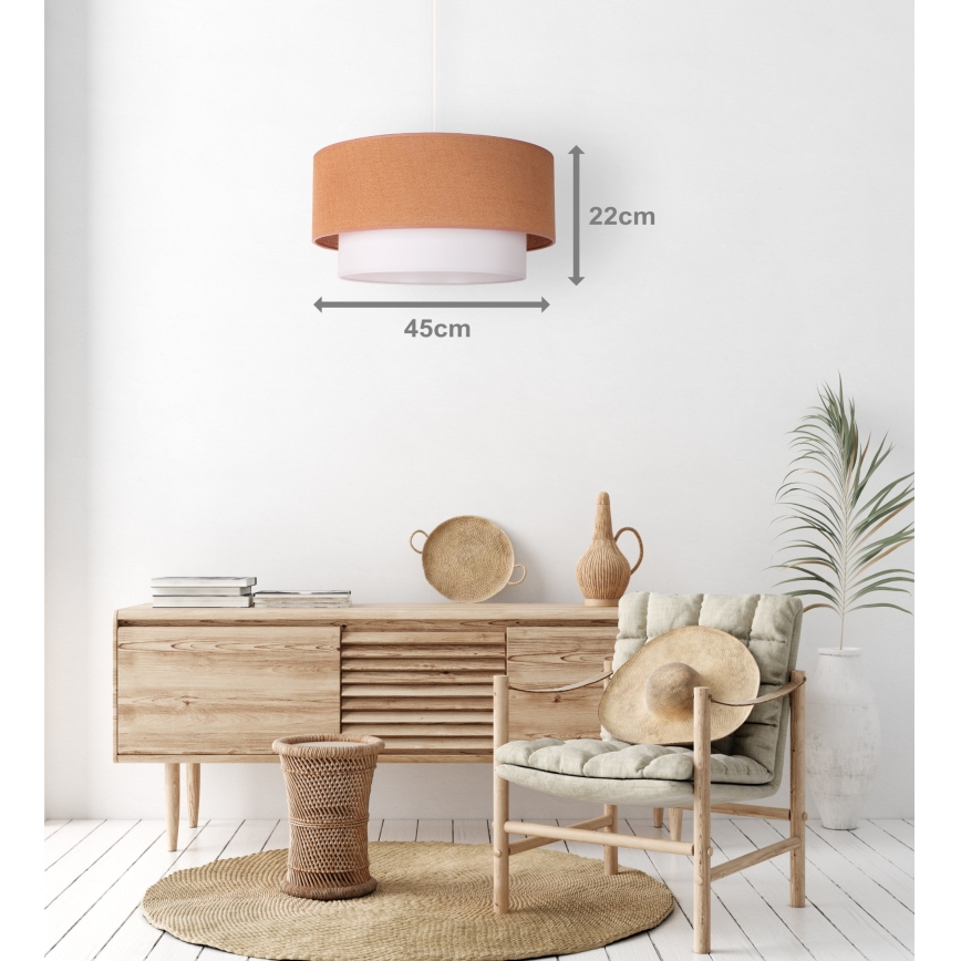 Duolla - Ljuskrona med textilsladd BOHO 1xE27/40W/230V diameter 45 cm beige/vit