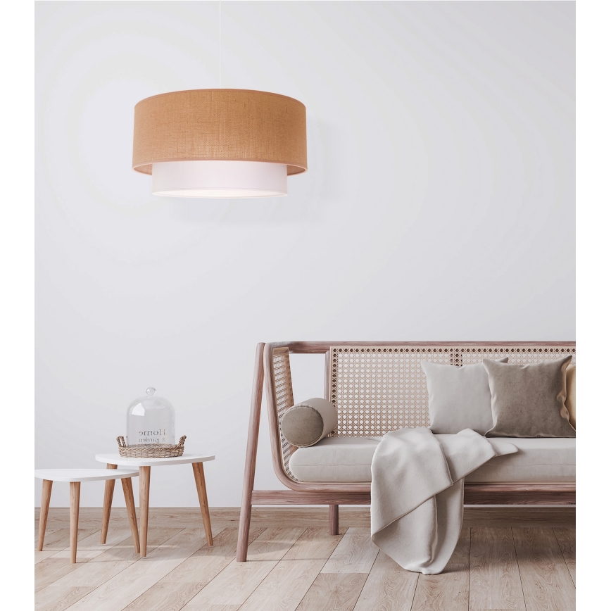 Duolla - Ljuskrona med textilsladd BOHO 1xE27/40W/230V diameter 45 cm beige/vit