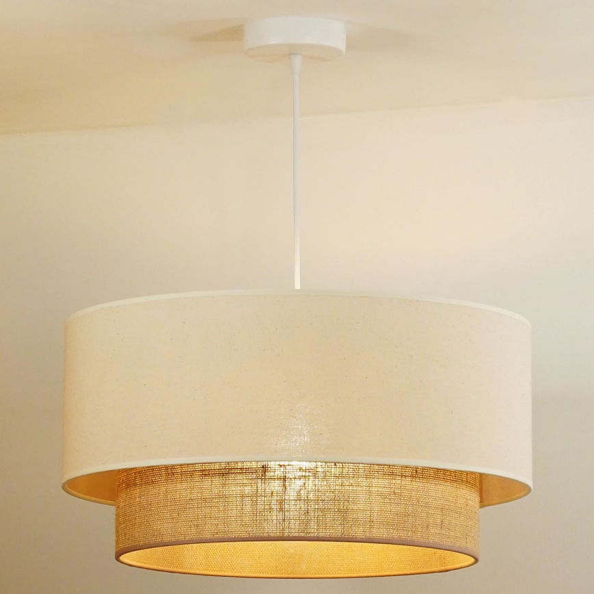 Duolla - Ljuskrona med textilsladd BOHO 1xE27/40W/230V diameter 45 cm grädde/brun