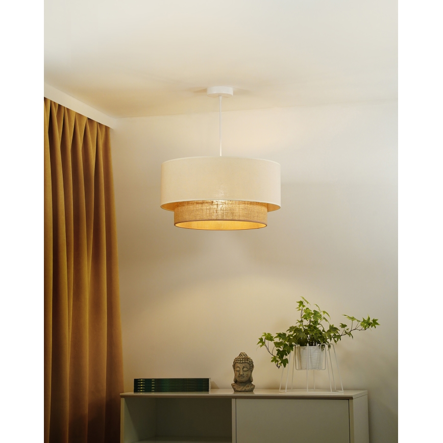 Duolla - Ljuskrona med textilsladd BOHO 1xE27/40W/230V diameter 45 cm grädde/brun
