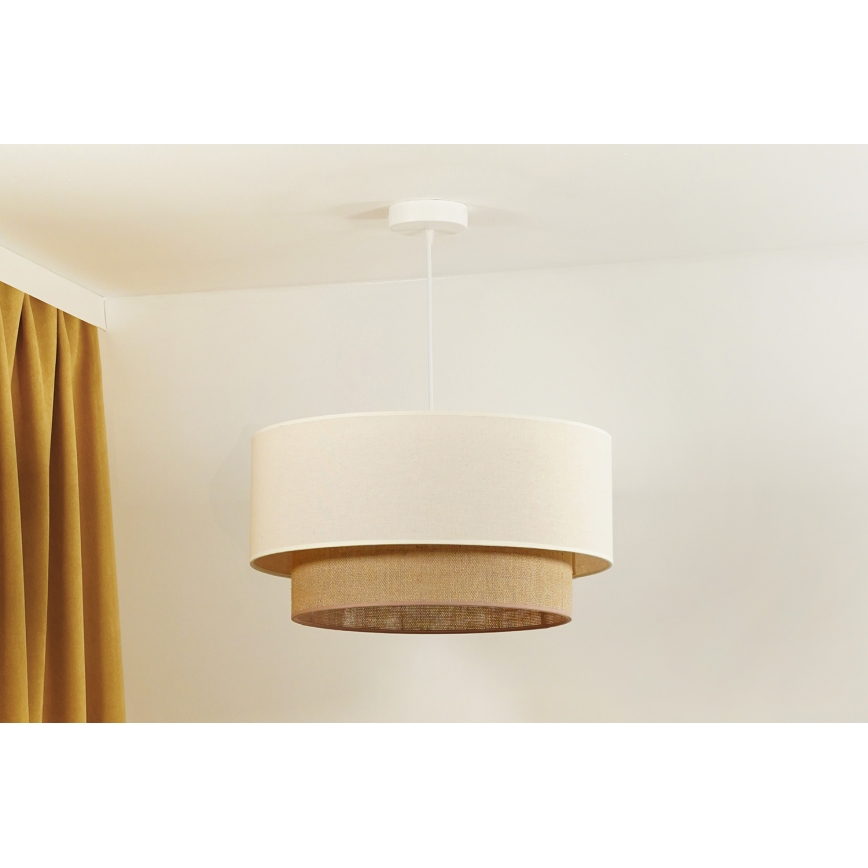 Duolla - Ljuskrona med textilsladd BOHO 1xE27/40W/230V diameter 45 cm grädde/brun