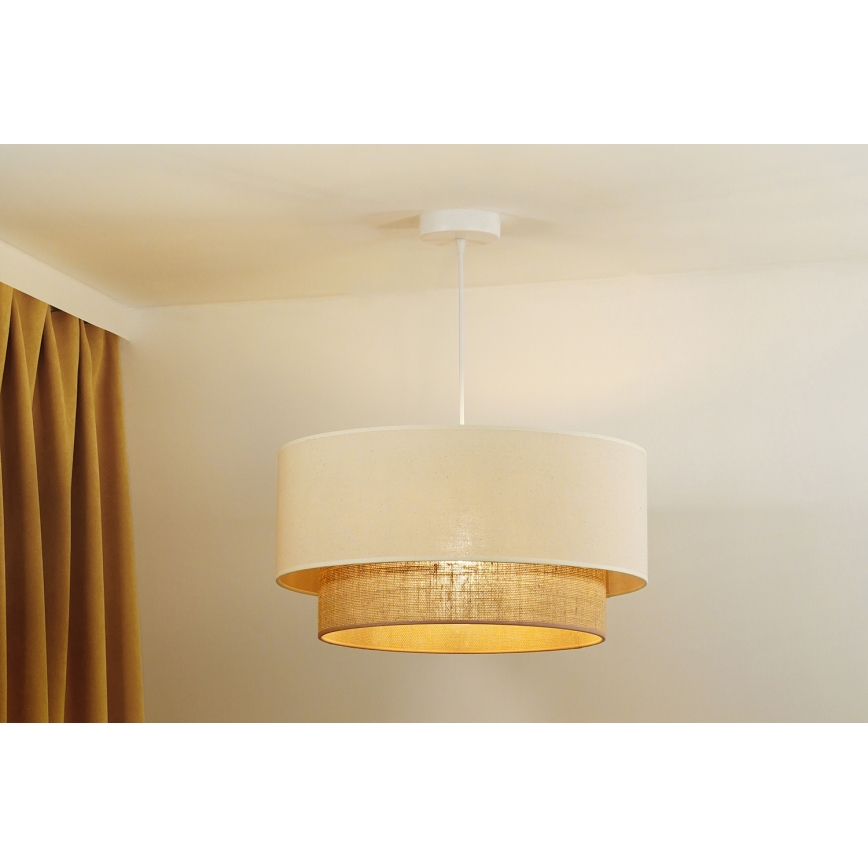 Duolla - Ljuskrona med textilsladd BOHO 1xE27/40W/230V diameter 45 cm grädde/brun