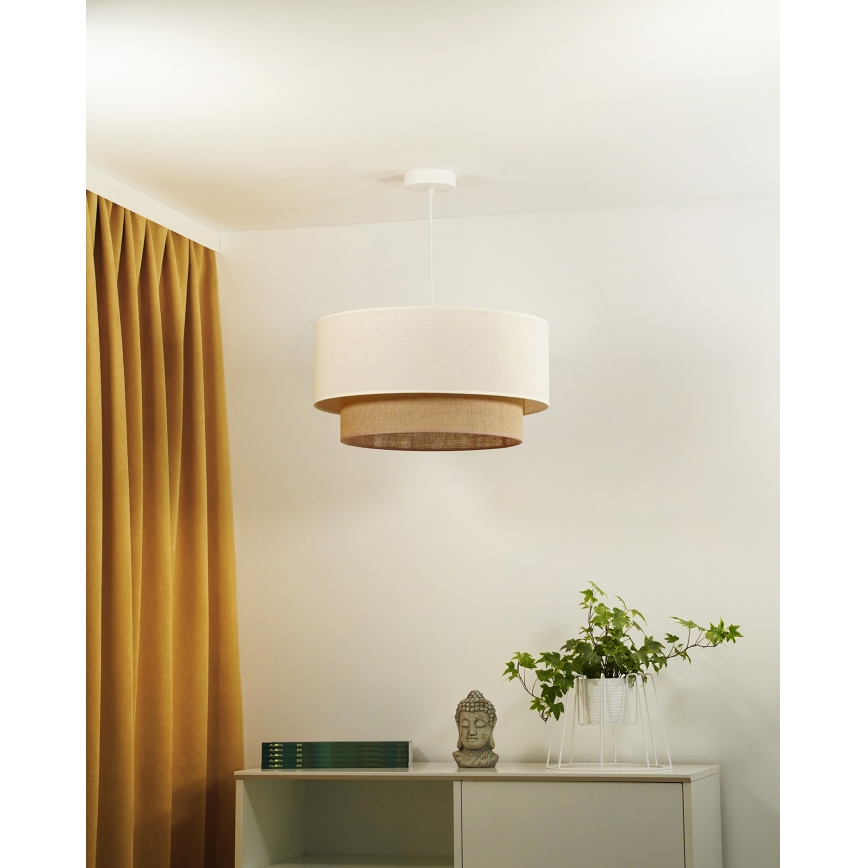 Duolla - Ljuskrona med textilsladd BOHO 1xE27/40W/230V diameter 45 cm grädde/brun
