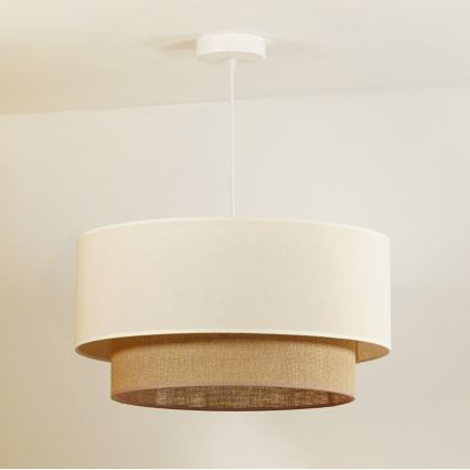 Duolla - Ljuskrona med textilsladd BOHO 1xE27/40W/230V diameter 45 cm grädde/brun