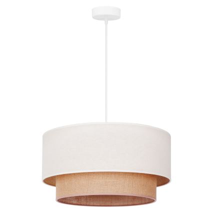 Duolla - Ljuskrona med textilsladd BOHO 1xE27/40W/230V diameter 45 cm grädde/brun