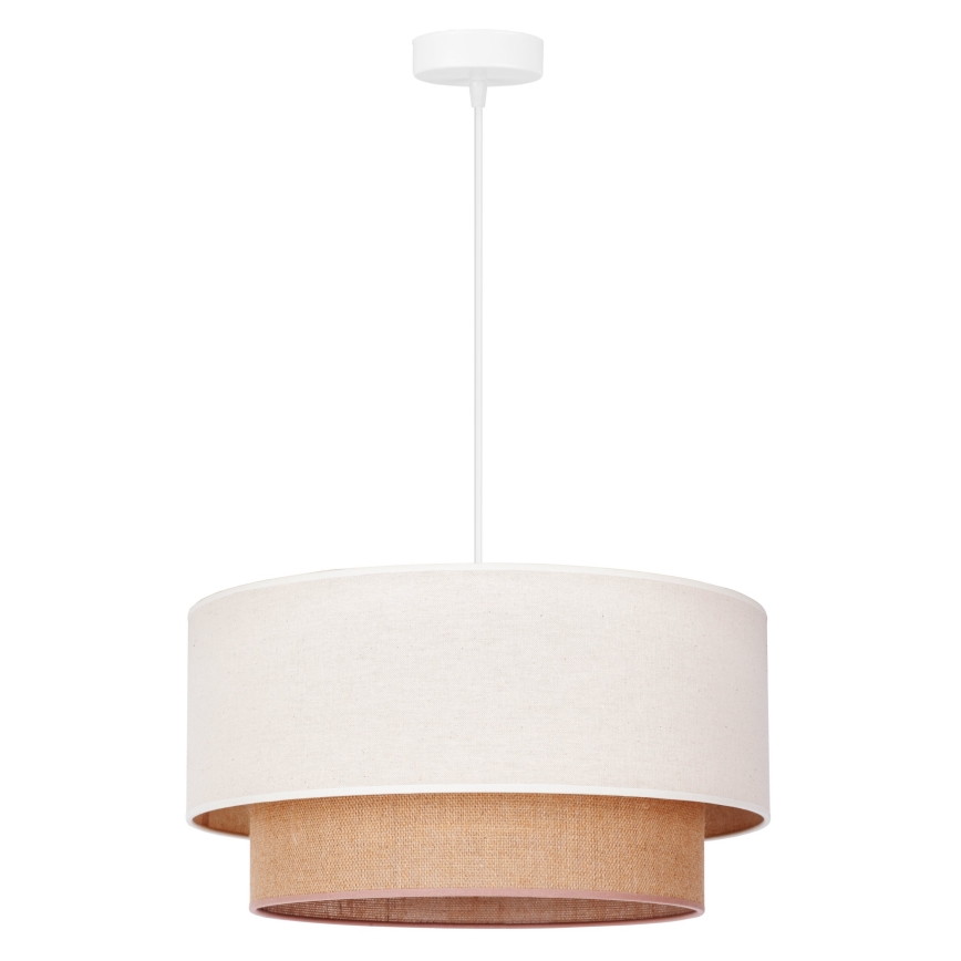 Duolla - Ljuskrona med textilsladd BOHO 1xE27/40W/230V diameter 45 cm grädde/brun