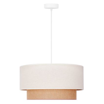 Duolla - Ljuskrona med textilsladd BOHO 1xE27/40W/230V diameter 45 cm grädde/brun