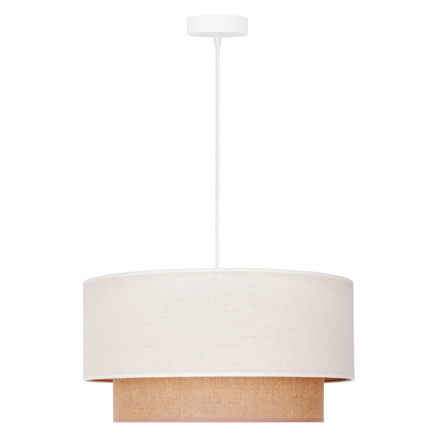 Duolla - Ljuskrona med textilsladd BOHO 1xE27/40W/230V diameter 45 cm grädde/brun