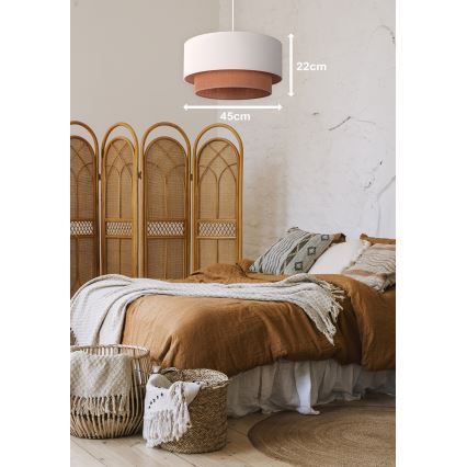 Duolla - Ljuskrona med textilsladd BOHO 1xE27/40W/230V diameter 45 cm grädde/brun