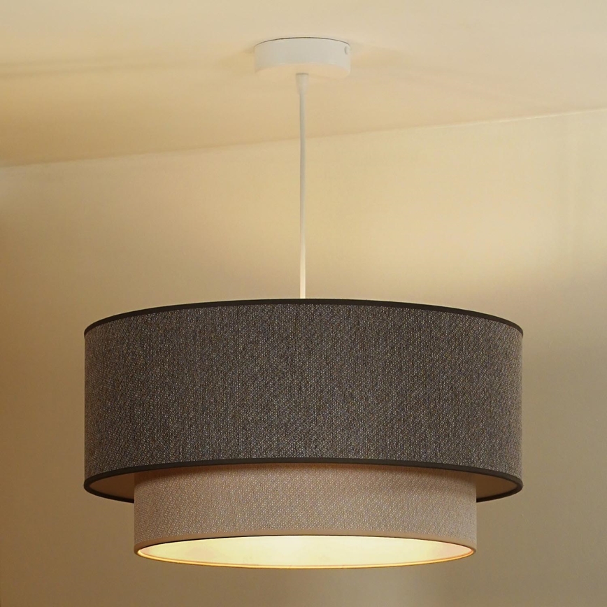 Duolla - Ljuskrona med textilsladd BOHO ECO RECYCLING 1xE27/15W/230V diameter 45 cm brun/grädde