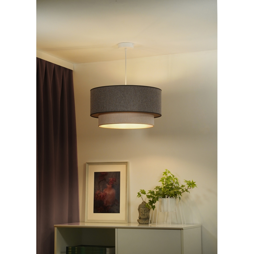 Duolla - Ljuskrona med textilsladd BOHO ECO RECYCLING 1xE27/15W/230V diameter 45 cm brun/grädde