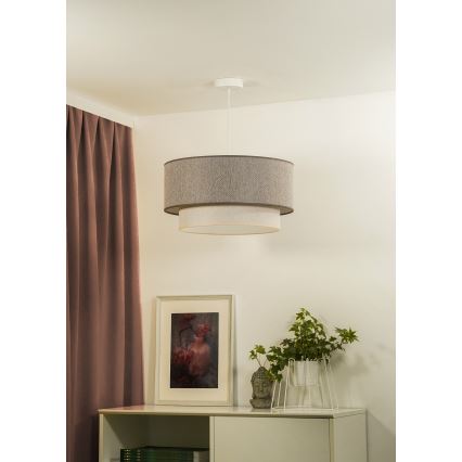 Duolla - Ljuskrona med textilsladd BOHO ECO RECYCLING 1xE27/15W/230V diameter 45 cm brun/grädde