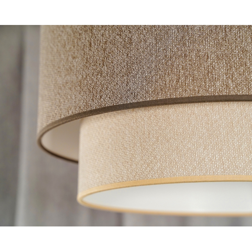 Duolla - Ljuskrona med textilsladd BOHO ECO RECYCLING 1xE27/15W/230V diameter 45 cm brun/grädde