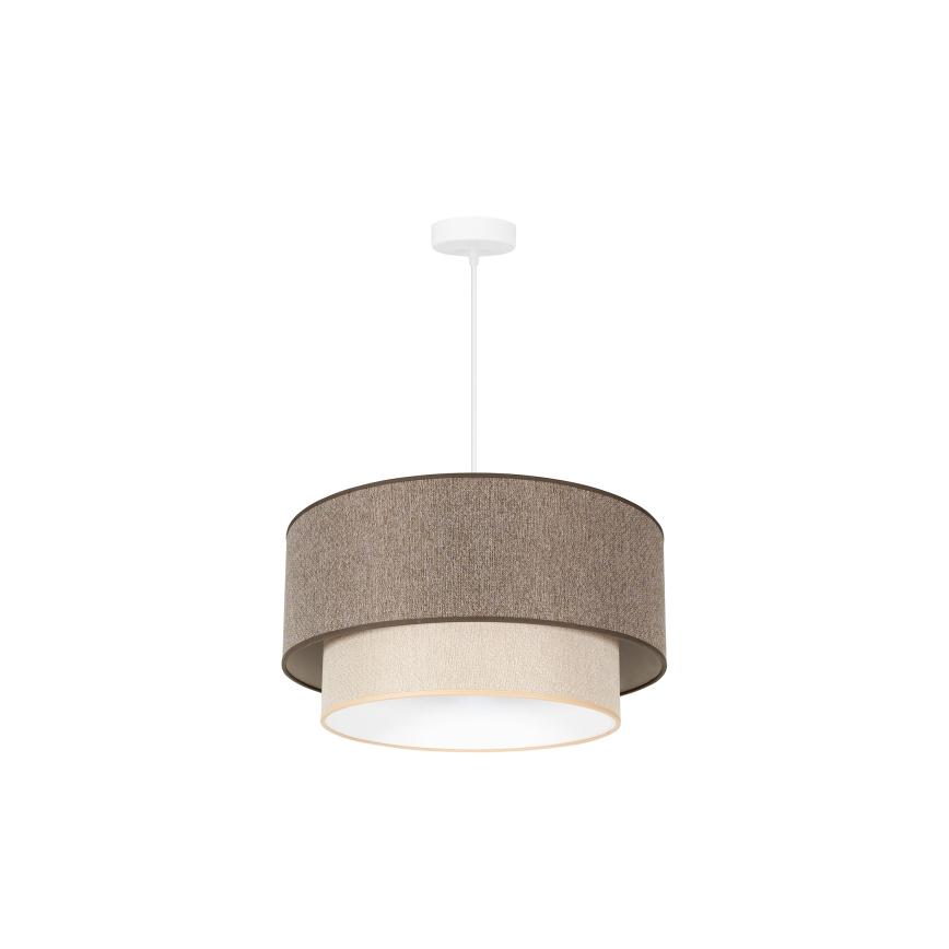 Duolla - Ljuskrona med textilsladd BOHO ECO RECYCLING 1xE27/15W/230V diameter 45 cm brun/grädde