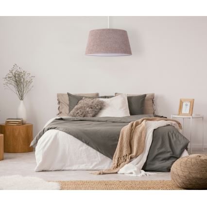 Duolla - Ljuskrona med textilsladd BOUCLE 1xE27/15W/230V diameter 50 cm brun