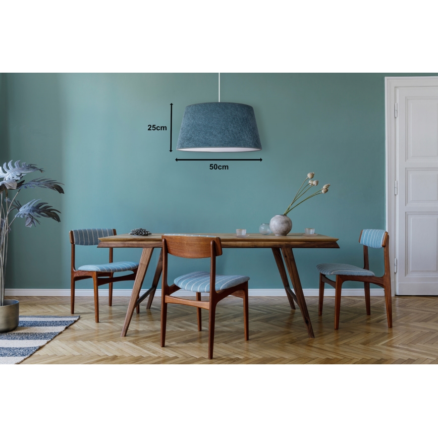 Duolla - Ljuskrona med textilsladd BOUCLE 1xE27/15W/230V diameter 50 cm turkos
