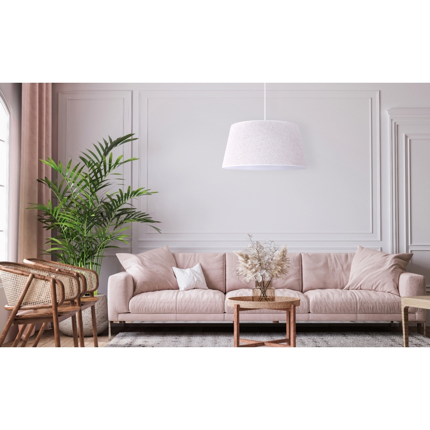 Duolla - Ljuskrona med textilsladd BOUCLE 1xE27/15W/230V diameter 50 cm vit