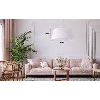 Duolla - Ljuskrona med textilsladd BOUCLE 1xE27/15W/230V diameter 50 cm vit