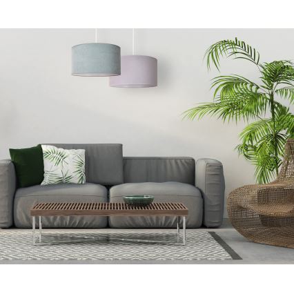 Duolla - Ljuskrona med textilsladd BRISTOL 1xE27/15W/230V diameter 45 cm grön/vit