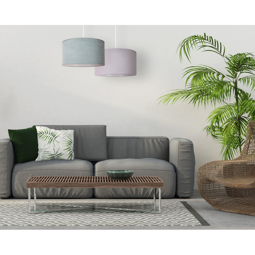 Duolla - Ljuskrona med textilsladd BRISTOL 1xE27/15W/230V diameter 45 cm grön/vit