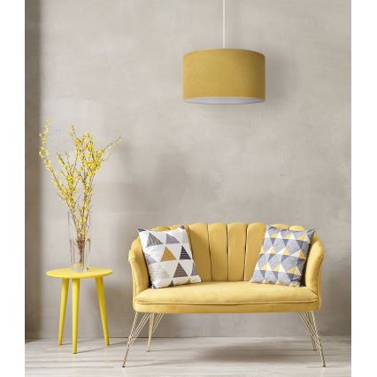 Duolla - Ljuskrona med textilsladd BRISTOL 1xE27/15W/230V diameter 45 cm gul/vit