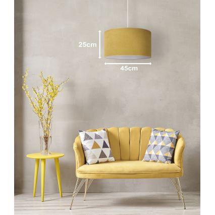 Duolla - Ljuskrona med textilsladd BRISTOL 1xE27/15W/230V diameter 45 cm gul/vit
