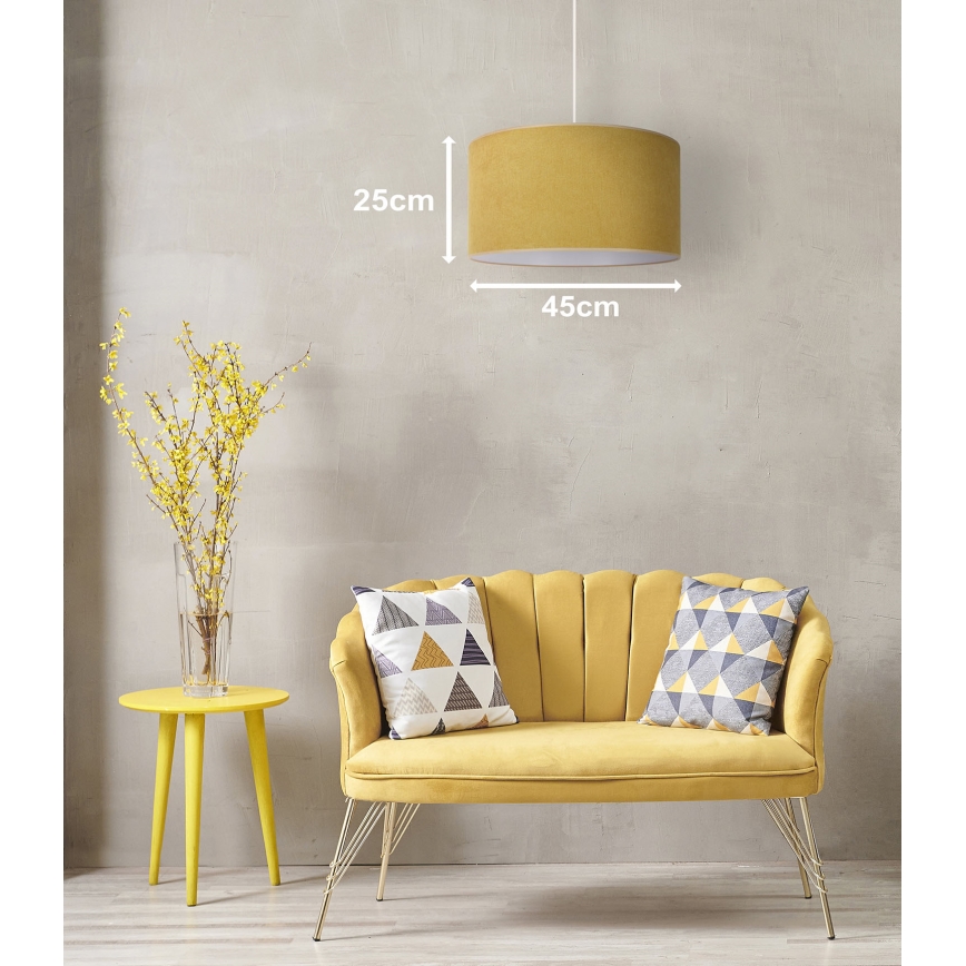 Duolla - Ljuskrona med textilsladd BRISTOL 1xE27/15W/230V diameter 45 cm gul/vit